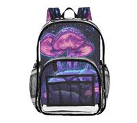 ALAZA Fox Mushroom Star Nebula Clear Backpack See Through Bookbag Waterproof Transparent Casual Daypack for School Travel Stadium Events Women Men Kids