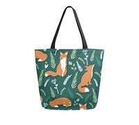 ALAZA Foxes And Flowers Floral Canvas Tote Bag Large Women Casual Shoulder Bag Handbag Floral Sloth Reusable Multipurpose Heavy Duty Shopping Grocery Cotton Bag for Mom