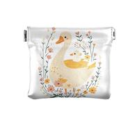 ALAZA Goose Flower Small Squeeze Coin Purse PU Leather Mini Wallet Change Pouch for Women Girls