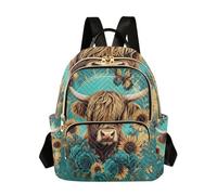 ALAZA Highland Cow Butterfly Rose Women Backpack Purse Shoulder Bag, Multi, S