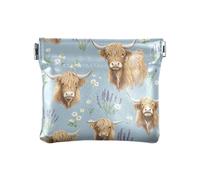 ALAZA Highland Cow Lavender Daisy Small Squeeze Coin Purse PU Leather Mini Wallet Change Pouch for Women Men Kids