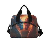 ALAZA Ice and Fire Dragon Insulated Lunch Bag Large Capacity Lunch Box Tote Bag Portable Cool Bag for Kids Girls Boys Adults School Picnic Travel