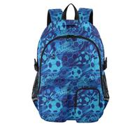 ALAZA Kids Backpack School Bag Blue Football Shoot The Goal Rucksack for Boys Girls, Lightweight School Backpack with Front Pocket & Side Pockets, Travel Daypack for Primary School
