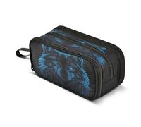 ALAZA Large Capacity Pencil Case for Boys Girls Blue Eyed Wolf Pencil Pouch Pen Holder Box Portable Stationery Organizer Pencil Bag with Compartments