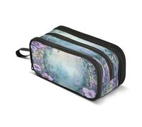 ALAZA Large Capacity Pencil Case for Boys Girls Purple Flowers Floral Path Pencil Pouch Pen Holder Box Portable Stationery Organizer Pencil Bag with Compartments