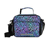 ALAZA Large Lunch Bags, Bright Neon Gradient Leopard Insulated Lunch Bags with Shoulder Straps and Buckle Handle, Crossbody Tote Lunch Box for Teenager Student Girls Boys, 2 Compartments