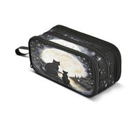 ALAZA Large Pencil Case, Big Capacity Pencil Bag Pen Pouch Holder 3 Compartments, Black Cat School Office Supplies Stationery Makeup Bag Storage Organizer for Students Girls Boys Women Men