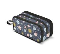 ALAZA Large Pencil Case, Big Capacity Pencil Bag Pen Pouch Holder 3 Compartments, Space Planet School Office Supplies Stationery Makeup Bag Storage Organizer for Students Girls Boys Women Men