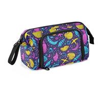 ALAZA Large Pencil Case for Girls Boys School Travel, Zipper Pen Pouch Cosmetic Bag with Multiple Compartments, Seashell Fantasy Pencil Bag for Art Supplies and Stationery