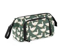 ALAZA Large Pencil Case for Girls Boys School Travel, Zipper Pen Pouch Cosmetic Bag with Multiple Compartments, White Duck Pattern Pencil Bag for Art Supplies and Stationery