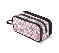 ALAZA Large Pencil Case, Pencil Bag Pen Pouch Holder 3 Compartments, Blue and Pink Motorcycle School Office Supplies Stationery Makeup Bag Storage Organizer for Students Girls Boys Women Men