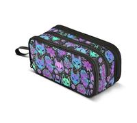ALAZA Large Pencil Case, Pencil Bag Pen Pouch Holder 3 Compartments, Magic Purple Fox Camellia School Office Supplies Stationery Makeup Bag Storage Organizer for Students Girls Boys Women Men