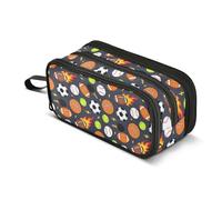 ALAZA Large Pencil Case, Pencil Bag Pen Pouch Holder 3 Compartments, Sports Ball Flame Lightning School Office Supplies Stationery Makeup Bag Storage Organizer for Students Girls Boys Women Men