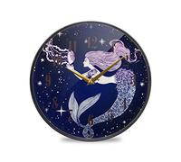 ALAZA Large Round Silent Wall Clock, Beautiful Mermaid And Jellyfish Non Ticking Clock for Living Room Kitchen Bedroom Office Ornaments Decorative,Desktop Stand