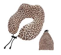 ALAZA Leopard Cheetah Print Animal Gemoetric Neck Pillow Travel for Sleeping Airplane Travel Kit with Snap Clip & Storage Bag