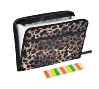 ALAZA Leopard Cheetah Print Black Brown Expandable Filing Folder Storage Organiser Box Files, 13 Pockets Zip Filing Folders for Home or Office Documents