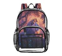 ALAZA Lion Tree Fireflies Clear Backpack See Through Bookbag Waterproof Transparent Casual Daypack for School Travel Stadium Events Women Men Kids