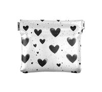 ALAZA Love Splash Ink Black Pattern Small Squeeze Coin Purse PU Leather Mini Wallet Change Pouch for Women Girls