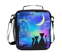 ALAZA Lunch Bags for Boys Girls, Cat in Galaxy Reusable Insulated Lunch Box Thermal Meal Tote Kit, Lunch Cooler Bag Organizer with Adjustable Shoulder Strap