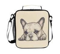 ALAZA Lunch Bags for Boys Girls, Cute French Dog Bulldog Reusable Insulated Lunch Box Thermal Meal Tote Kit, Lunch Cooler Bag Organizer with Adjustable Shoulder Strap