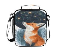 ALAZA Lunch Bags for Boys Girls, Fox Stars Reusable Insulated Lunch Box Thermal Meal Tote Kit, Lunch Cooler Bag Organizer with Adjustable Shoulder Strap