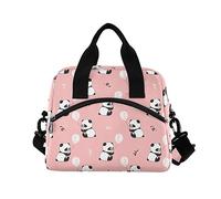 ALAZA Lunch Bags for Women Girls Boys, Cute Panda Bears Balloons Insulated Lunch Box with Shoulder Straps and Handle, Crossbody Tote Lunch Bag for School Office