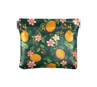 ALAZA Mango Fruit Green Leaf Small Squeeze Coin Purse PU Leather Mini Wallet Change Holder Pouch for Women Girls