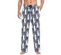 ALAZA Men's Pajama Bottoms Penguins under The Snow on Plaid Cotton Pajama Pants for Men with Pockets Lounge Pants Sleepwear, S