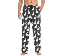 ALAZA Men's Pajama Bottoms White Rabbit Cotton Pajama Pants for Men with Pockets Lounge Pants Sleepwear, XXL