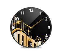 ALAZA Music Notes with Piano Keys Wall Clock Battery Operated Silent Non Ticking Clocks for Living Room Decor 12 Inch / 9.5 Inch