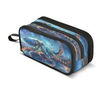 ALAZA Octopusfish Blue Pencil Case for Boys Girls Kids Pencil Pouch 3 Compartment Pen Bag Large Capacity Storage Pencil Holder School Students with Zipper