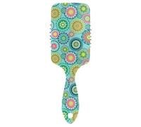 ALAZA Paddle Hair Brush for Girls Women Kids, Mandala Floral Vintage Teal Cute Detangling Brush Air Cushion Vented Comb for Fine Long Curly Wavy Thick Coarse Hair