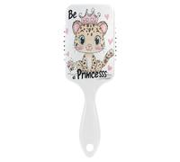 ALAZA Paddle HairBrush for Women Kids, Cartoon Cute Leopard with A Crown Gairls Detangling Hairbrush Air Cushion Hair Comb for Long Thick Curly Wavy Hair