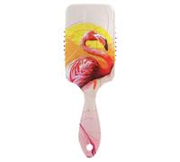 ALAZA Paddle HairBrush for Women Kids, Flamingo Standing on One Leg Circle Depicted in The Style Of A Thin Line The Predominant Colors I Gairls Detangling Hairbrush Air Cushion Hair Comb for Long T