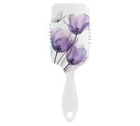 ALAZA Paddle HairBrush for Women Kids, Three Purple Tulips and A Butterfly Flying over Gairls Detangling Hairbrush Air Cushion Hair Comb for Long Thick Curly Wavy Hair