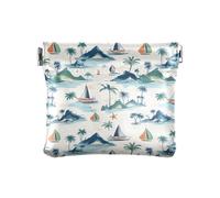 ALAZA Palm Tree Sailboat Starfish Small Squeeze Coin Purse PU Leather Mini Wallet Change Pouch for Women Men Kids