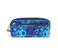 ALAZA Pencil Case, Blue Football Shoot The Goal Makeup Pouch Wallet Large Capacity Waterproof School Zipper Pen Bag Multiple Compartments for Students Women Girls