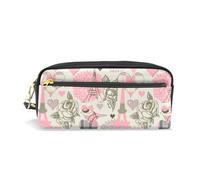 ALAZA Pencil Case, Paris Tower Rose Makeup Pouch Wallet Large Capacity Waterproof School Zipper Pen Bag Multiple Compartments for Students Women Girls