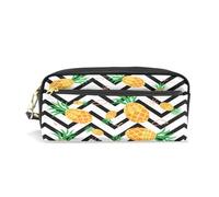 ALAZA Pencil Case, Pineapple Balck White Chevron Makeup Pouch Wallet Large Capacity Waterproof School Zipper Pen Bag Multiple Compartments for Students Women Girls