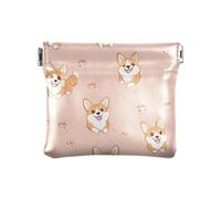 ALAZA Pink Corgi Dog Footprints Small Squeeze Coin Purse PU Leather Mini Wallet Change Pouch for Women Men Kids