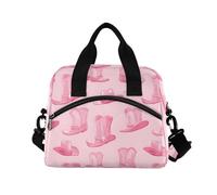 ALAZA Pink Cowboy Boots Hat Insulated Lunch Bag Large Capacity Lunch Box Tote Bag Portable Cool Bag for Kids Girls Boys Adults School Picnic Travel
