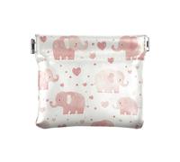 ALAZA Pink Elephant Love Heart Squeeze Coin Purse PU Leather Mini Wallet Change Pouch for Women Men Kids