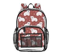 ALAZA Polar Bear Snowflake Red Clear Backpack See Through Bookbag Waterproof Transparent Casual Daypack for School Travel Stadium Events Women Men Kids