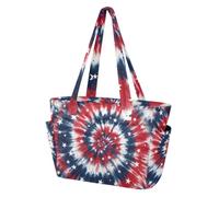 ALAZA Quilted Tote Bag for Women with Zipper, Colorful Vortex Pattern Tote Handbag with Compartments, Lightweight Shoulder Bag for Women Travel Daily Gym
