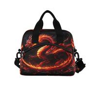 ALAZA Red Flame Dragon Insulated Lunch Bag Large Capacity Lunch Box Tote Bag Portable Cool Bag for Kids Girls Boys Adults School Picnic Travel