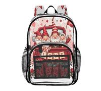 ALAZA Red Gnomes Love Rose Clear Backpack See Through Bookbag Waterproof Transparent Casual Daypack for School Travel Stadium Events Women Men Kids