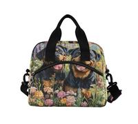 ALAZA Rottweiler Dog Floral Insulated Lunch Bag Large Capacity Lunch Box Tote Bag Portable Cool Bag for Kids Girls Boys Adults School Picnic Travel