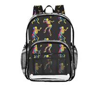 ALAZA Skeleton Dancing Shadow Pattern Clear Backpack See Through Bookbag Waterproof Transparent Casual Daypack for School Travel Stadium Events Women Men Kids