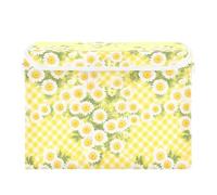 ALAZA Storage Boxes with Lids, Collapsible Fabric Storage Cubes with Handle Daisy Plant Flower Yellow Closet Organizers Basket Shelves Bins Cabinet for Home Bedroom Office