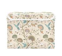 ALAZA Storage Boxes with Lids, Collapsible Fabric Storage Cubes with Handle Hummingbird and Flowers Closet Organizers Basket Shelves Bins Cabinet for Home Bedroom Office